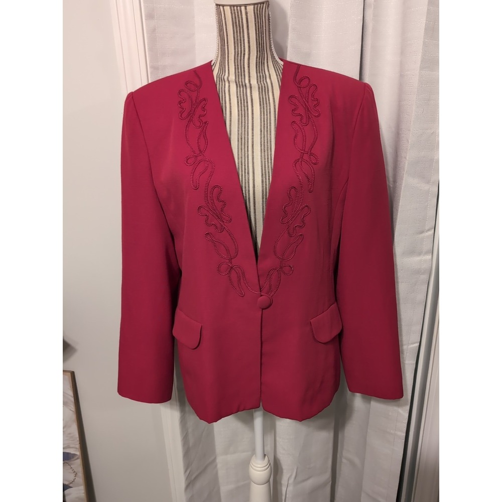 Vintage Henry Lee Women's Pink Blazer with Rope Detail Size 12